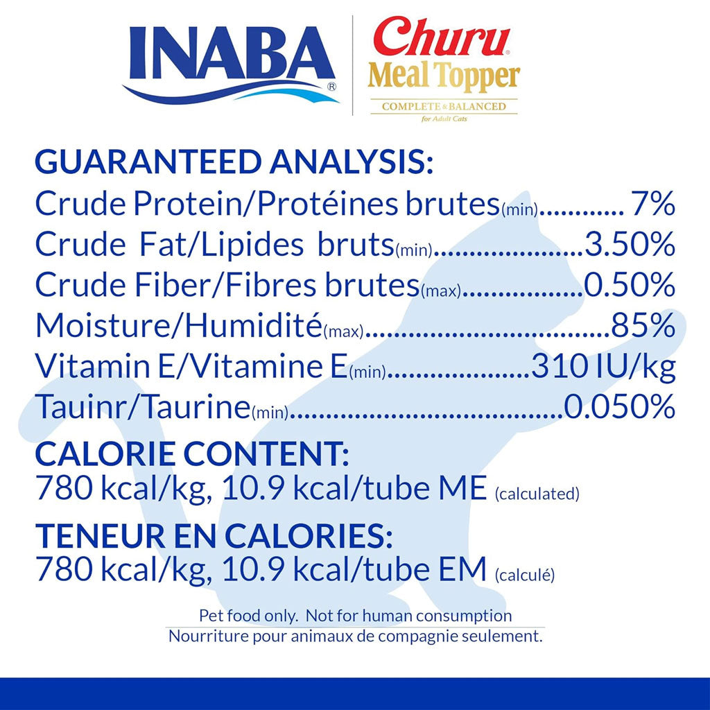 Inaba Churu Meal Topper Tuna with Salmon Recipe Cat Food, 0.5-oz x 4-tubes