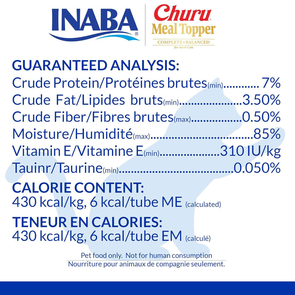 Inaba Churu Meal Topper Chicken with Cheese Recipe Cat Food, 0.5-oz x 4-tubes