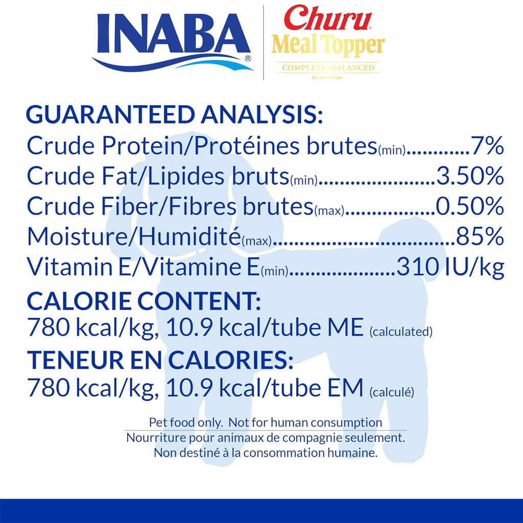Inaba Churu Meal Topper Chicken Recipe Dog Food, 0.5-oz x 4-tubes