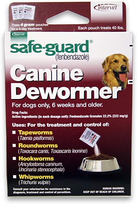 Safe-Guard Canine Dewormer (fenbendazole)- 4gm- box of 3 packets