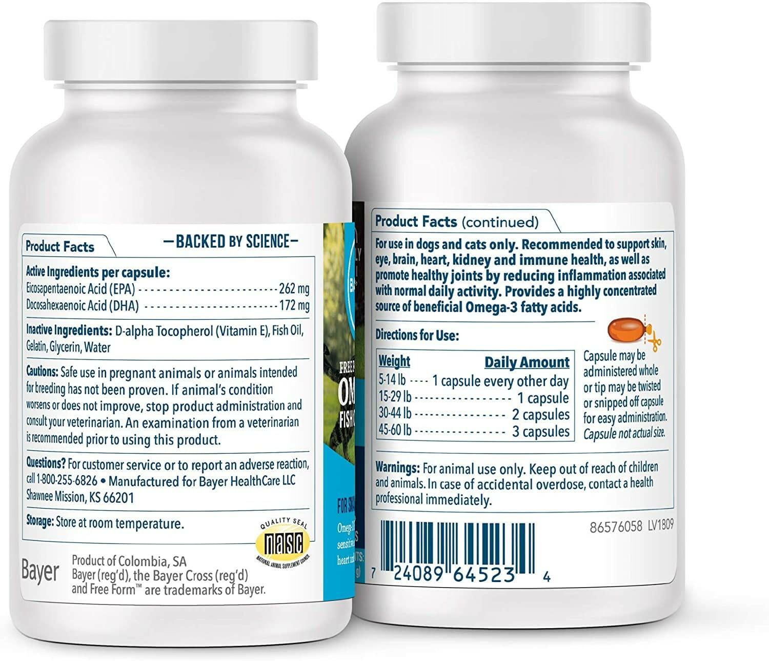 Pet Protect Free Form Omega-3 Fish Oil for Small Dogs and Cats (60 capsules)