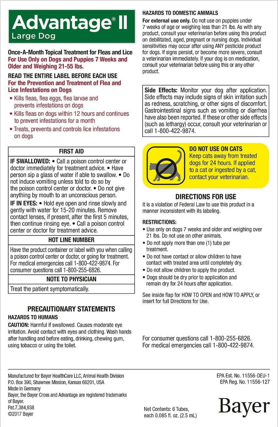 Advantage II Flea Control for Large Dogs (21-55 lbs) Red Box
