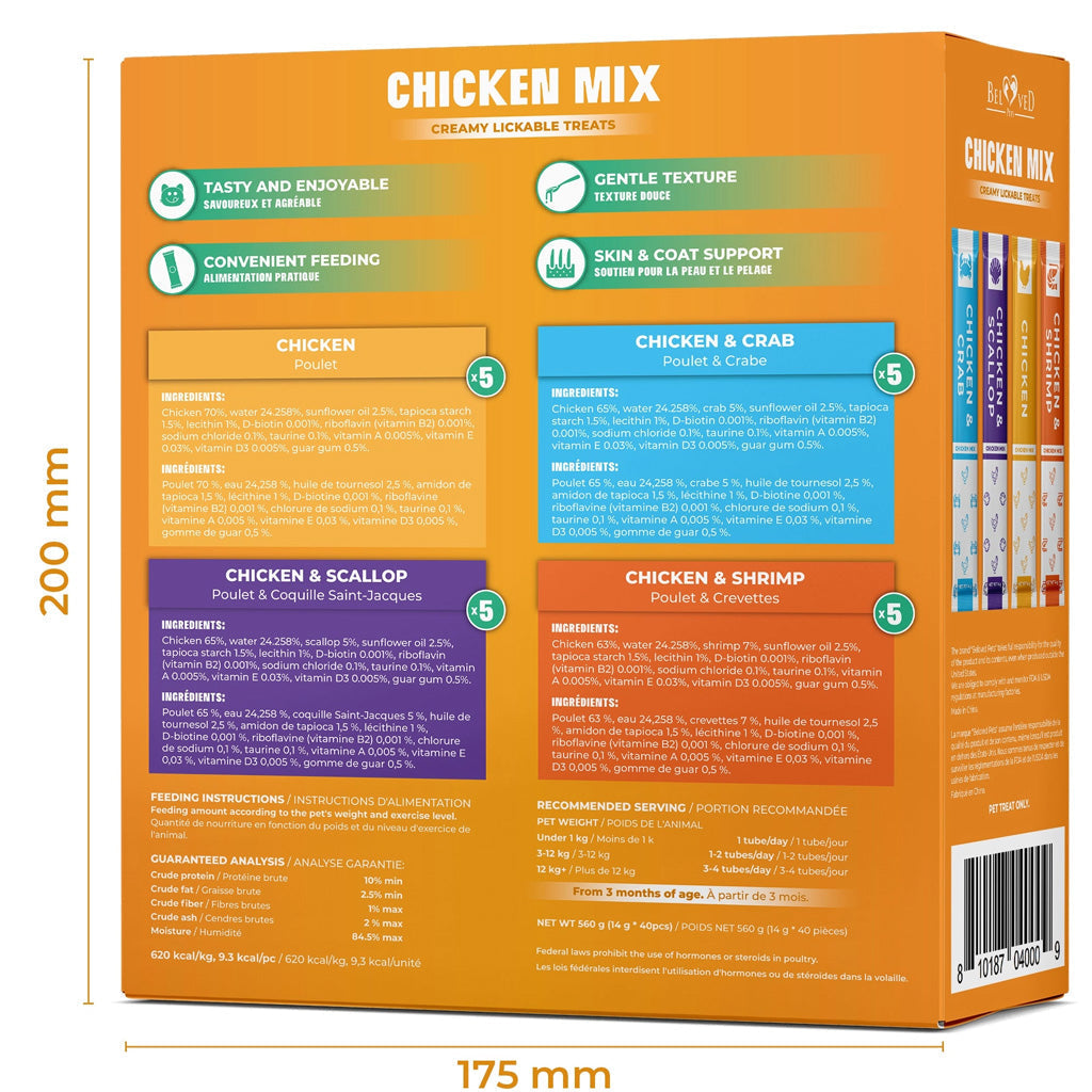 Beloved Pets Chicken Mix Creamy Lickable Treats Skin & Coat Care for Cats & Dogs