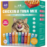 Beloved Pets Chicken & Tuna Mix Creamy Lickable Treats Dual Support for Cats & Dogs, 40-count