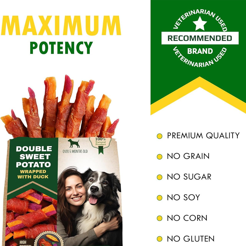 Beloved Pets Double Sweet Potato Wrapped with Duck Dog Treats, 10.6-oz