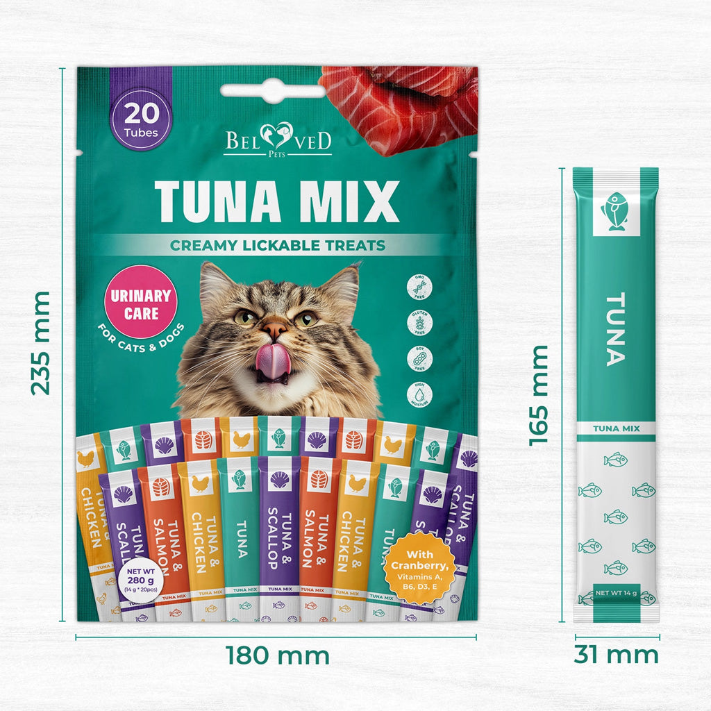 Beloved Pets Tuna Mix Creamy Lickable Treats Urinary Care for Cats & Dogs, 40-count