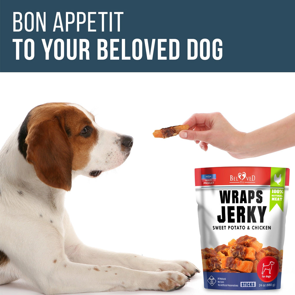 Beloved Pets Wraps Jerky Sweet Potato & Chicken Sticks Dog Treats, 1.5-lb