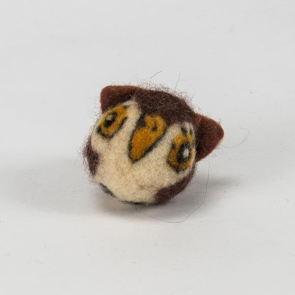 Handmade Needle Felted Wool Owl Character ball - 1 ball