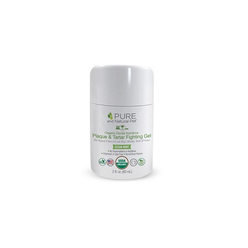 Pure & Natural Pet Organic Dental Solutions Plaque & Tartar Fighting Gel for Dogs, Mint- 2oz.