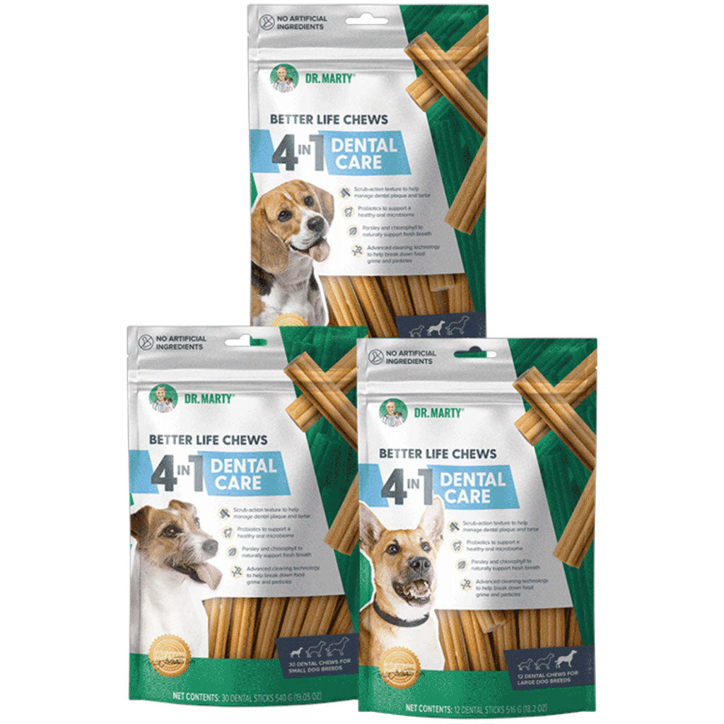 Dr. Marty Better Life Chews 4 in 1 Dental Care Sticks for Medium Dogs, 24-59 lbs