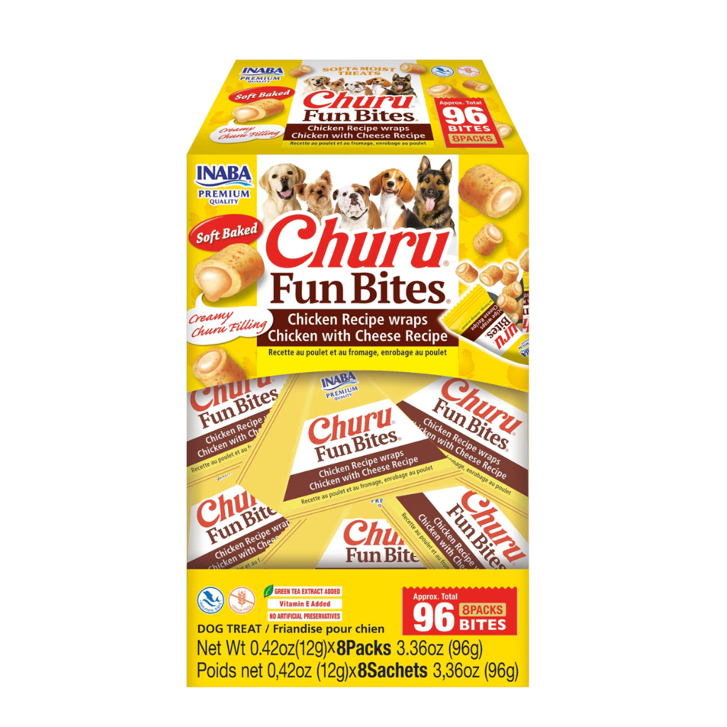 Inaba Churu Fun Bites Chicken Recipe Wraps Soft Baked Dog Treats (8 packs)