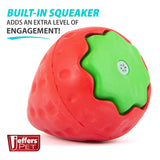 Jeffers Squeaky Strawberry Natural Rubber Dog Dental Chew Toy with Squeaker & Vanilla Scent for Medium Chewers