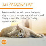K&H Thermo-Kitty Cuddle Up Cat Bed – Indoor Heated Cat Bed with Low-Wall Design, Soft Foam Base & Removable Washable Cover