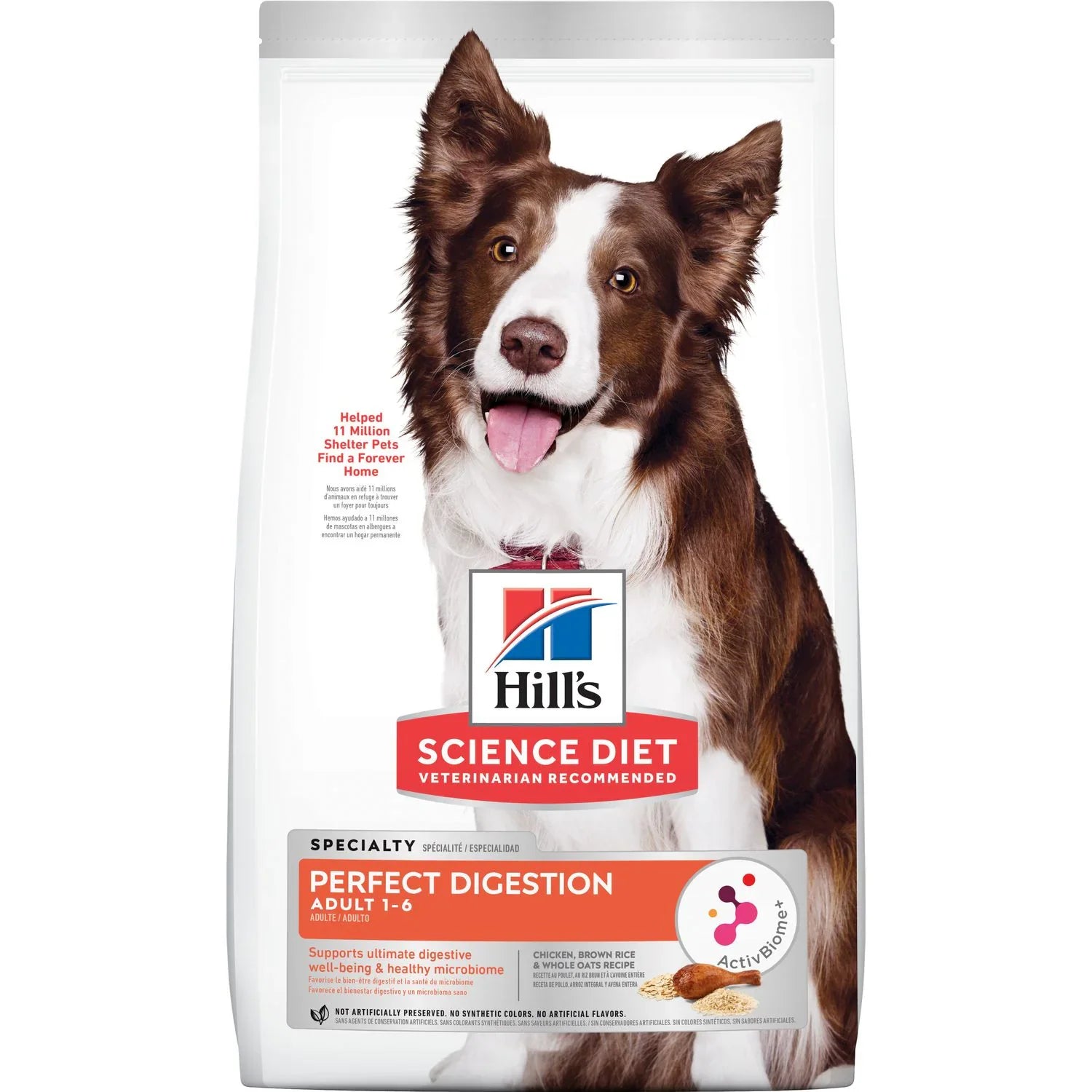 Hill's Science Diet Adult Perfect Digestion Chicken, Brown Rice, & Whole Oats Recipe Dry Dog Food, 12 lb bag