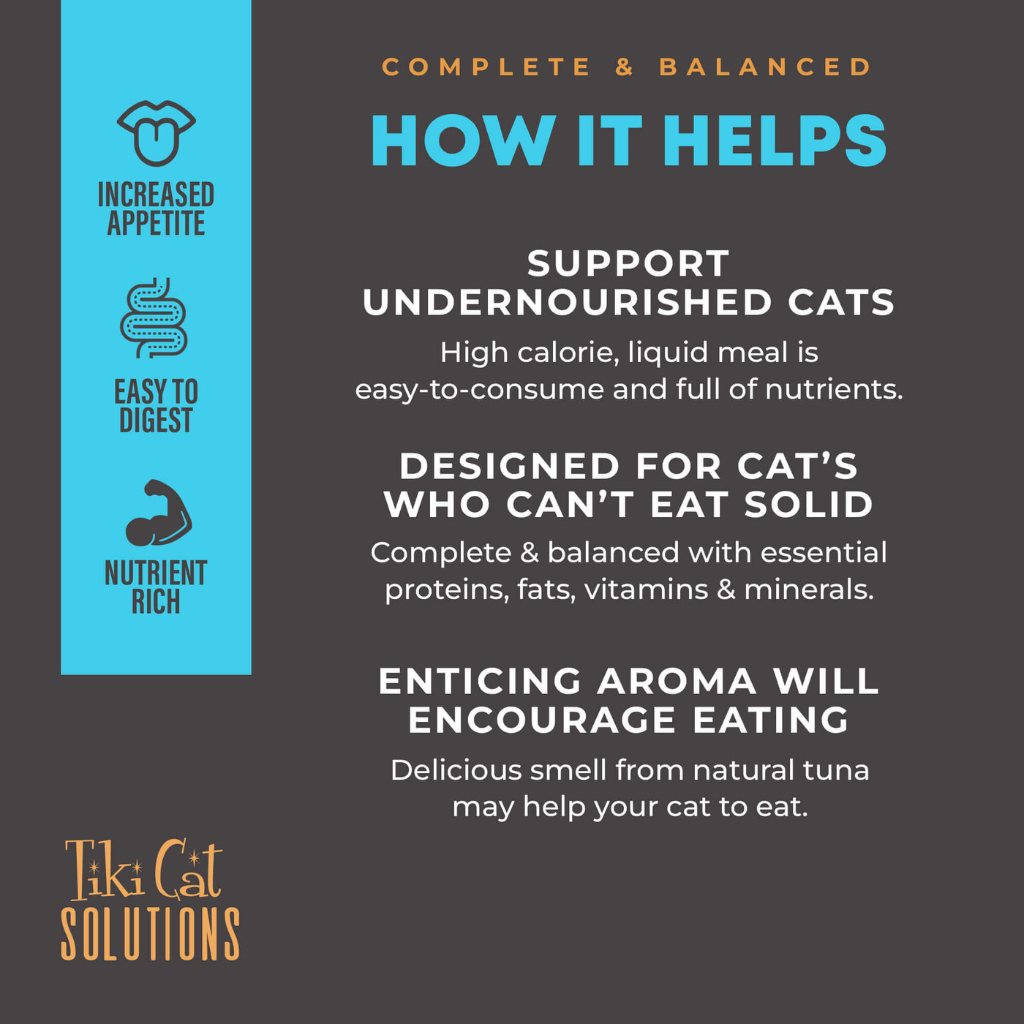 Tiki Cat Solutions Liquid Meal Replacer Tuna in Goat's Milk for Cats (6 oz x 6 pouches)
