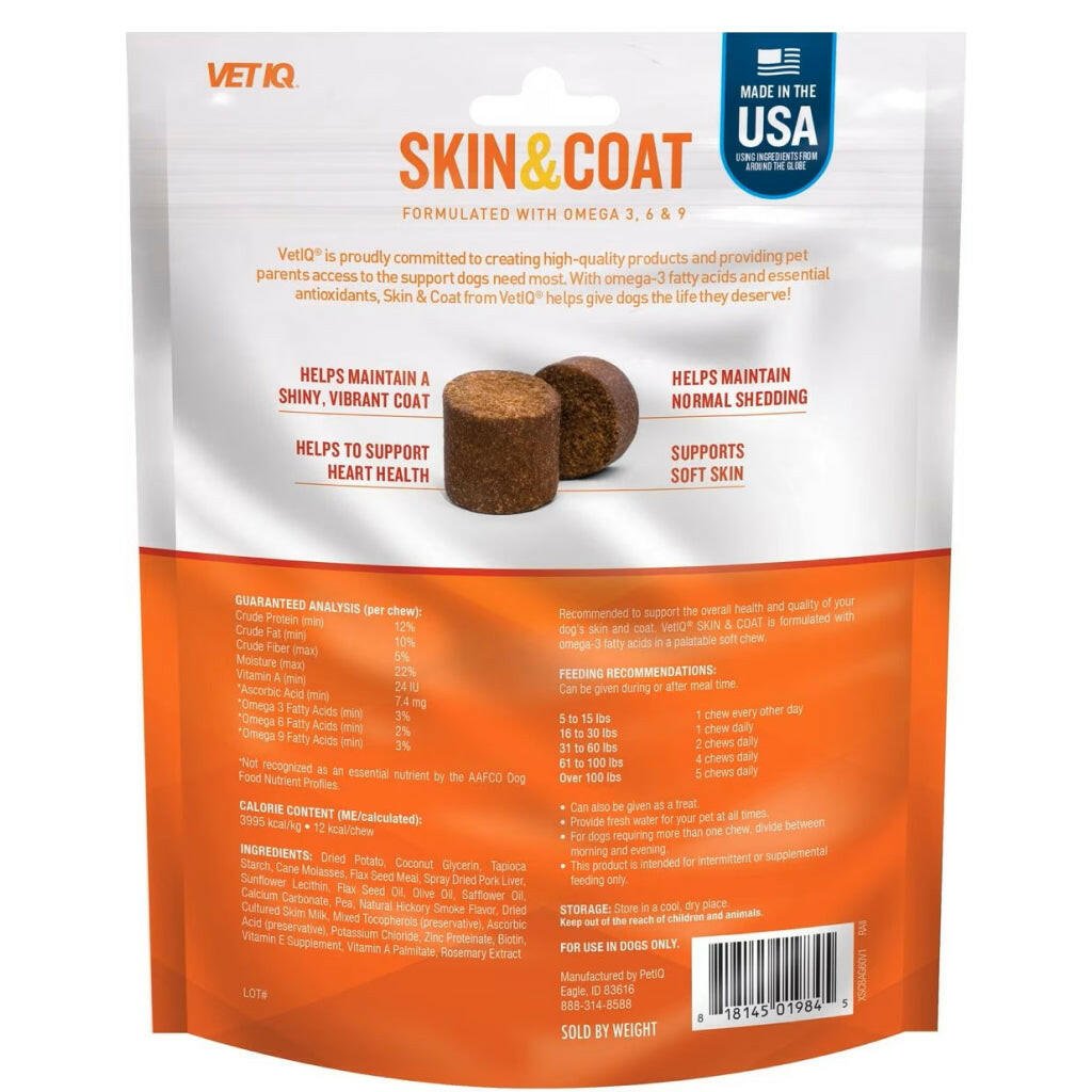 VetIQ Skin & Coat Soft Chew Supplement for Dogs (60 soft chews)