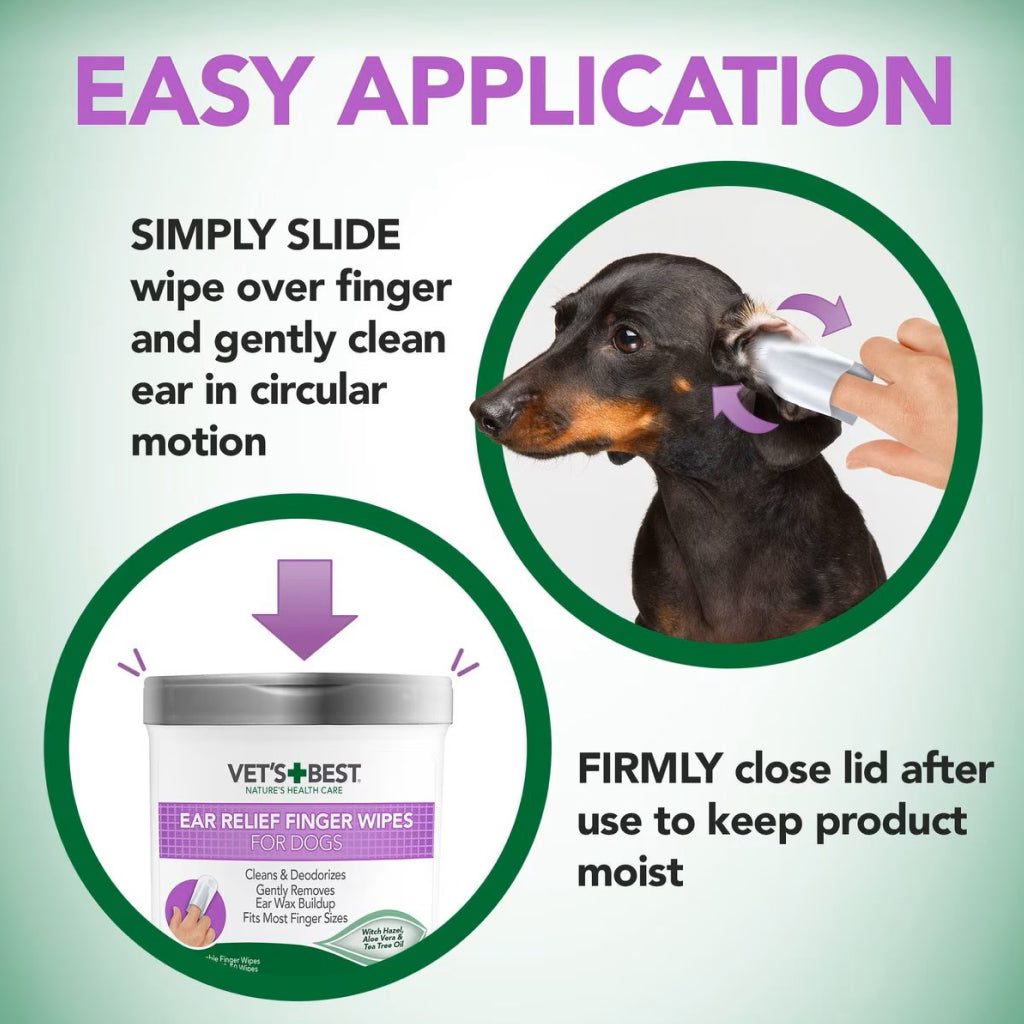 Vet's Best Ear Relief Finger Wipes for Dogs (50 ct)
