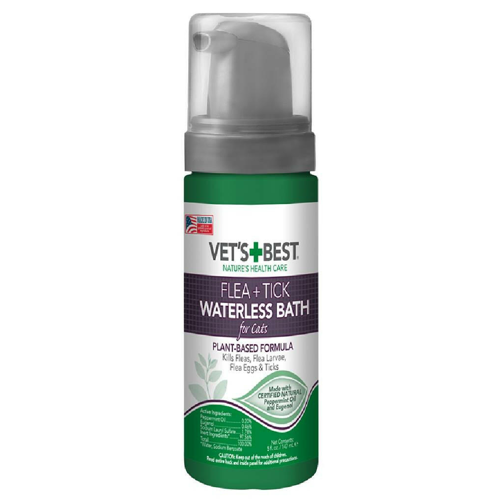 Vet's Best Flea + Tick Waterless Bath for Cats (5 oz)