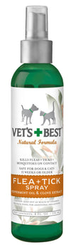 Vet's Best Natural Flea + Tick Spray For Dogs & Cats (8 oz)