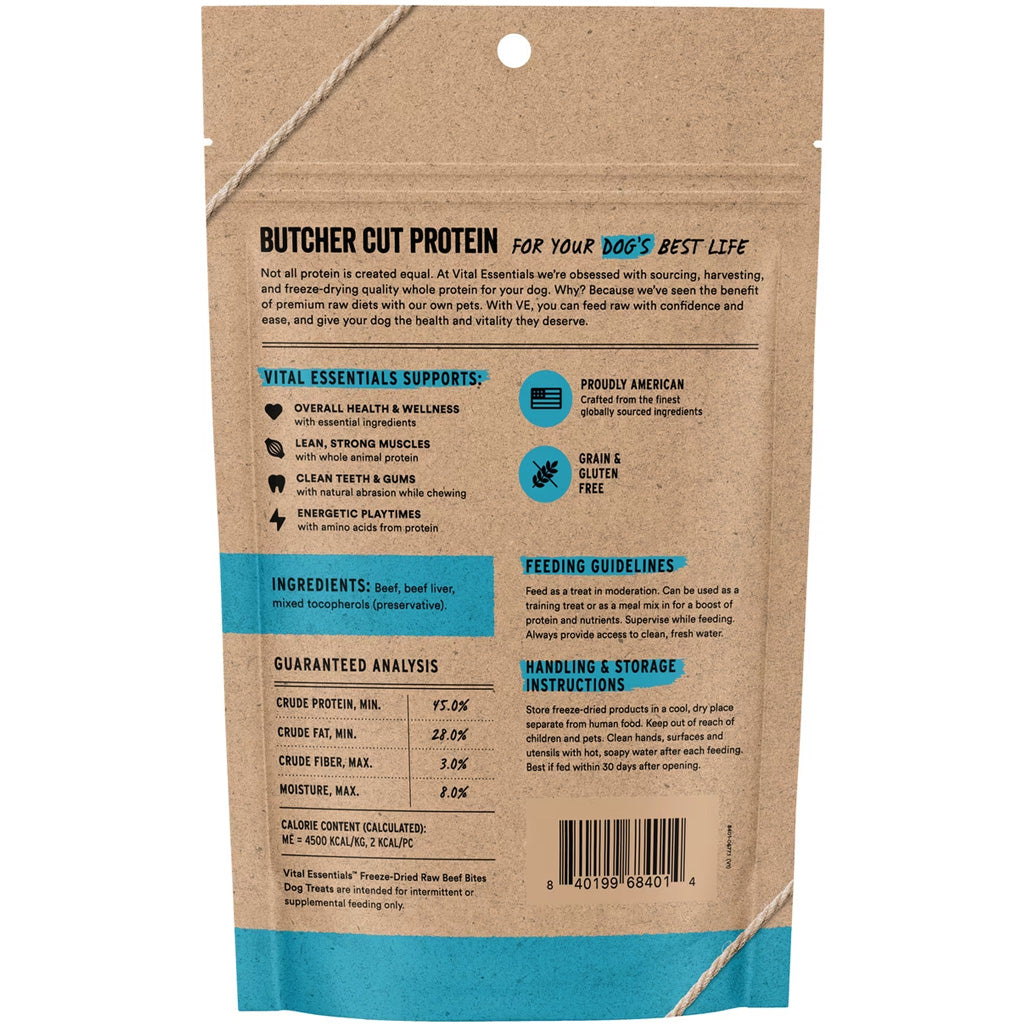 Vital Essentials Freeze-Dried Beef Bites Treats for Dogs