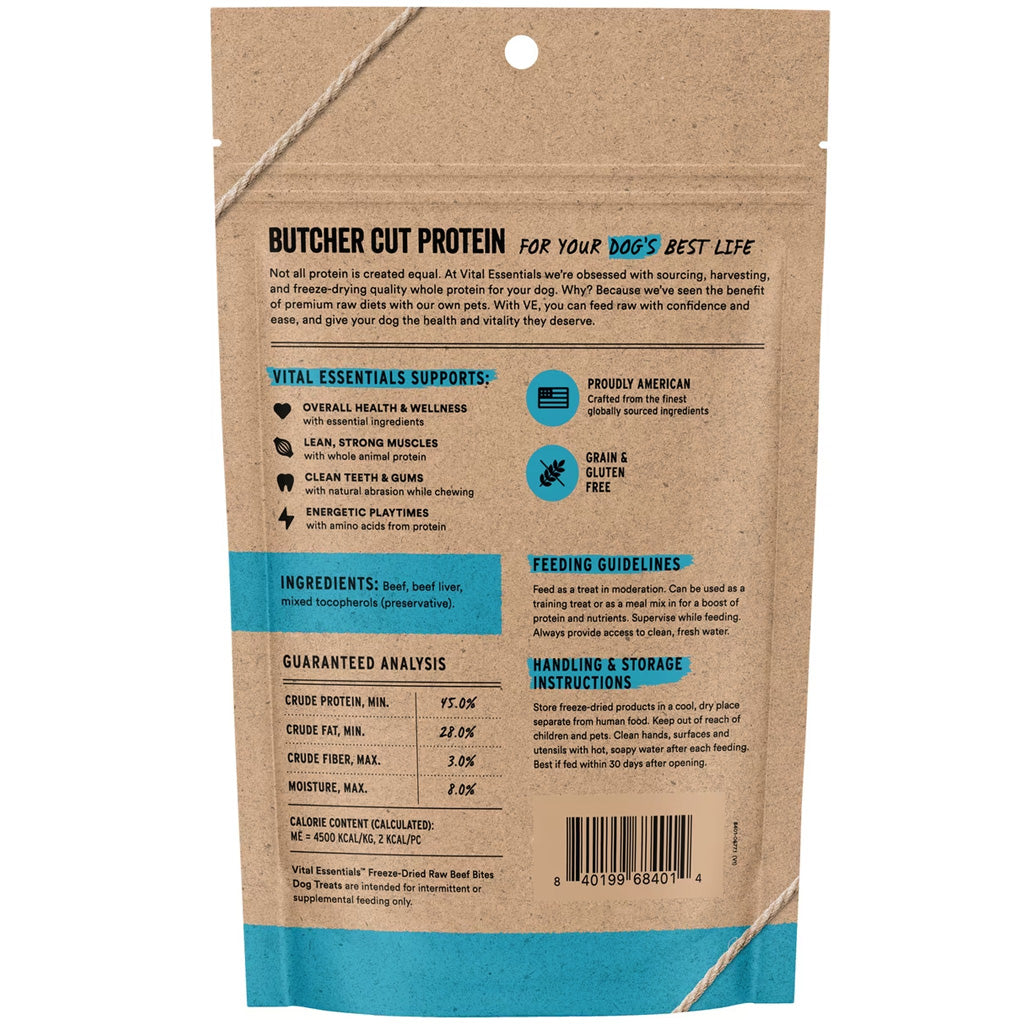 Vital Essentials Freeze-Dried Beef Bites Treats for Dogs