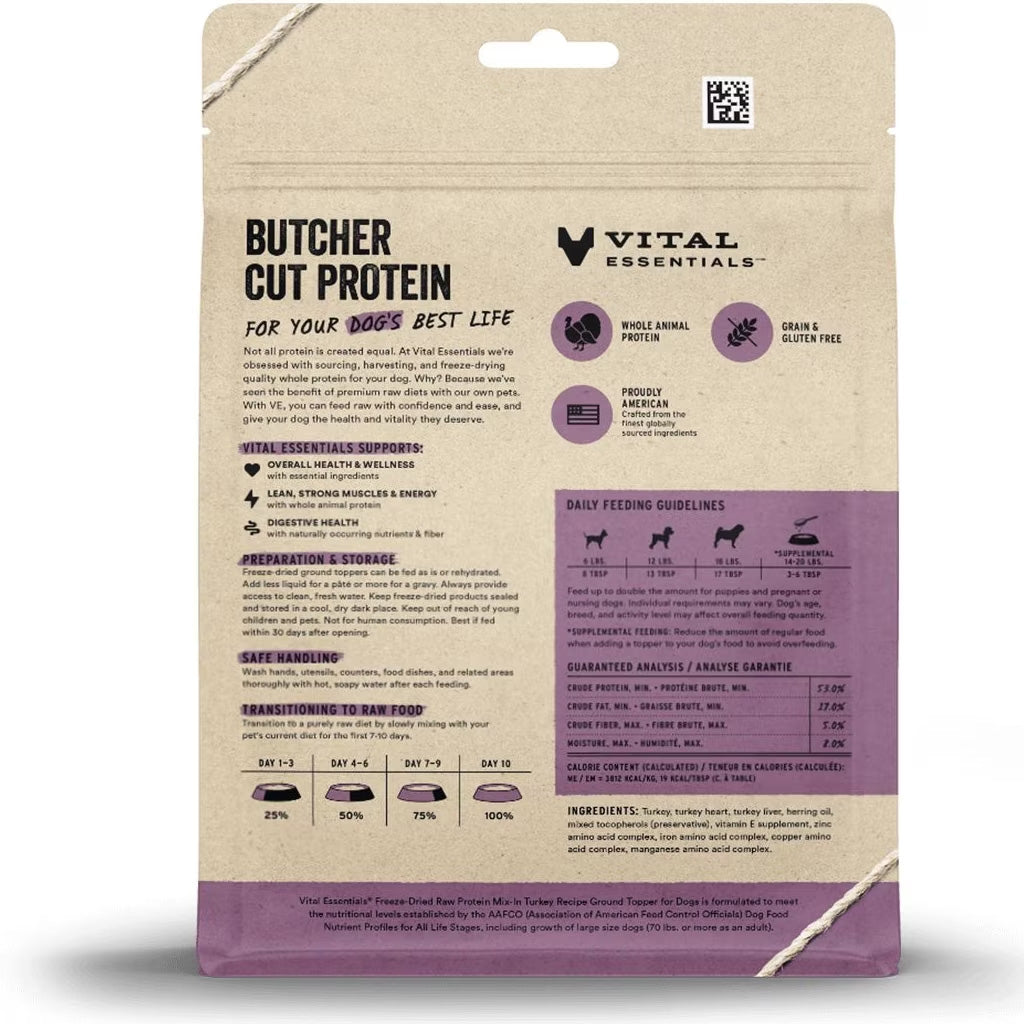 Vital Essentials Freeze-Dried Raw Protein Mix-In Ground Topper for Dogs