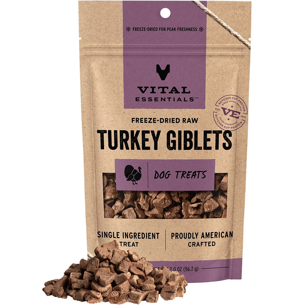 Vital Essentials Freeze-Dried Turkey Giblets Treats for Dogs, 2-oz