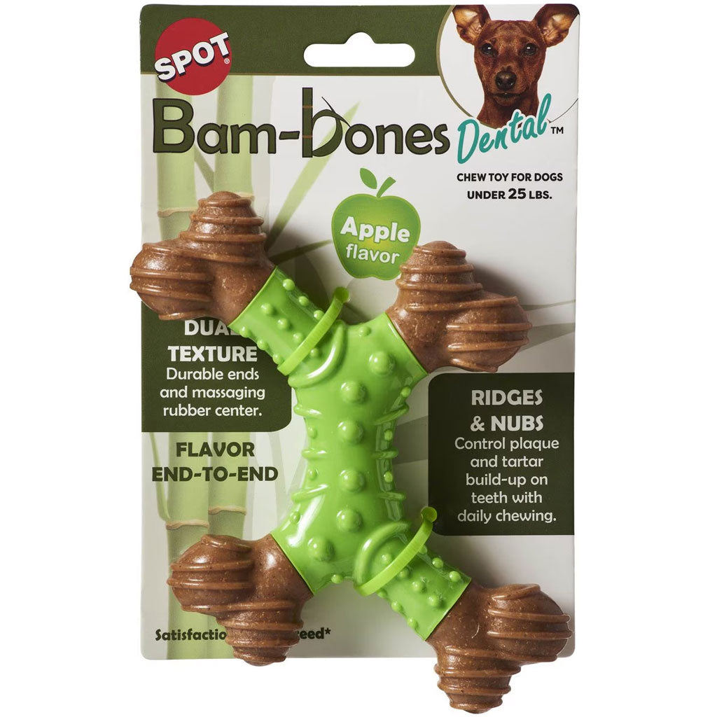 Spot Bam-Bones Dental X-Bone Apple Flavor Dog Chew Toy