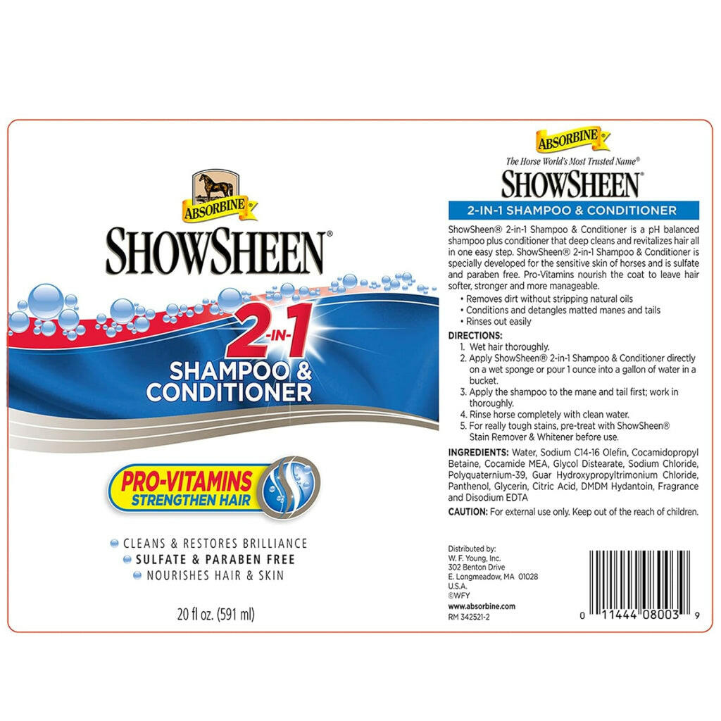 Absorbine Showsheen 2-in-1 Shampoo & Conditioner for Horses (20 oz)