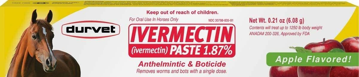 Durvet Ivermectin Paste Dewormer 1.87% – 6.08g Apple Flavor for Horses