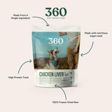 360 Pet Nutrition Chicken Liver Freeze-Dried Raw Dog Food, 4-oz