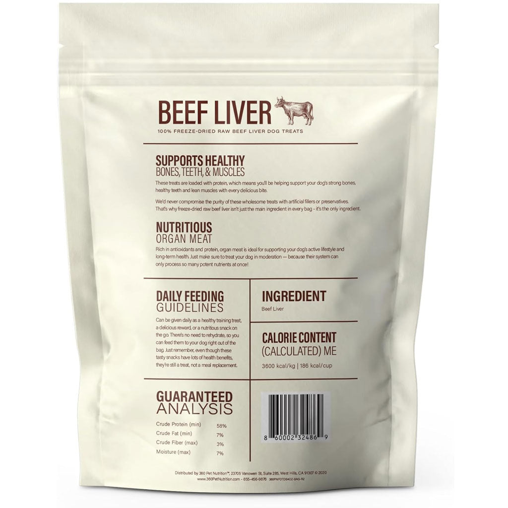 360 Pet Nutrition Beef Liver Freeze-Dried Raw Dog Food, 4-oz