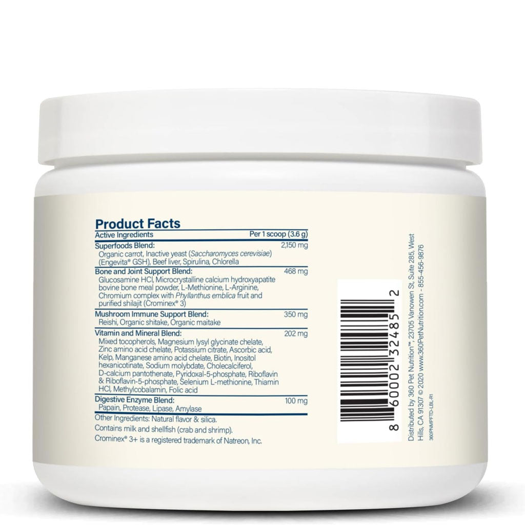 360 Pet Nutrition Canine Superfood Blend Nutritional Supplements for Dogs, 3.81-oz