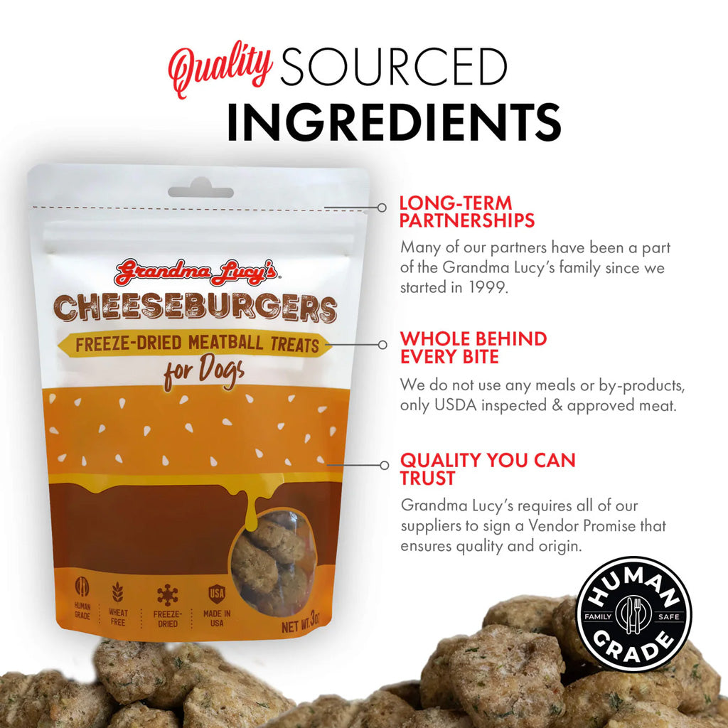 Grandma Lucy Cheeseburgers Freeze-Dried Meatball Treats for Dogs, 3-oz