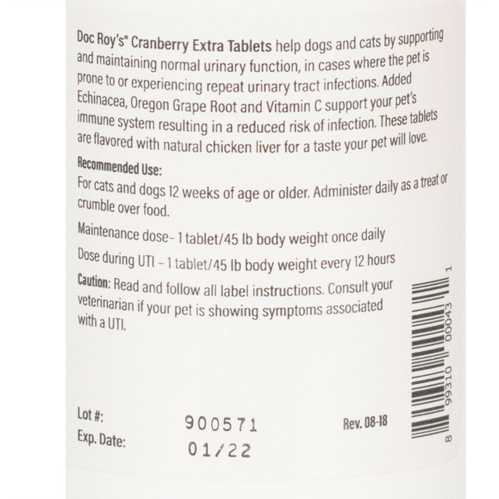 Doc Roy's Cranberry Extra for Dogs & Cats (60 tablets)