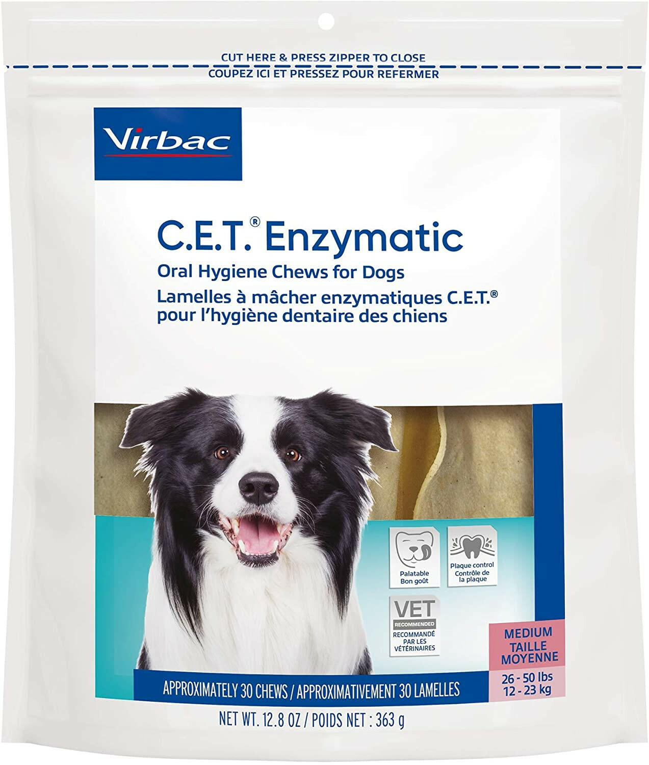 C.E.T. Enzymatic Dental Chews for Medium Dogs 26-50 lbs