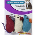 Spot Burlap Mice Catnip Toy Assorted 3", 3-pack
