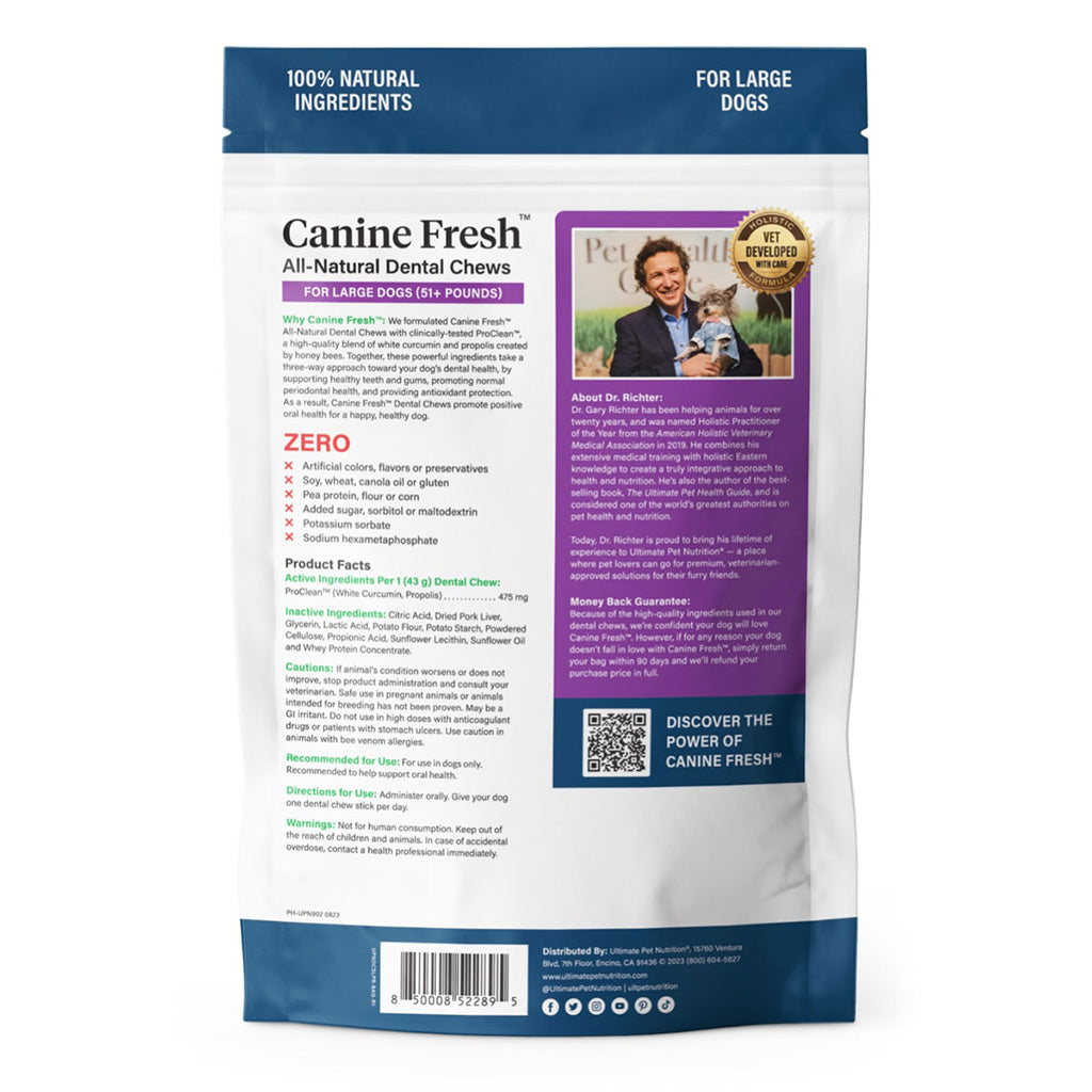 Ultimate Pet Nutrition Canine Fresh All-Natural Dental Chews for Large Dogs 51+ lbs, 12 count