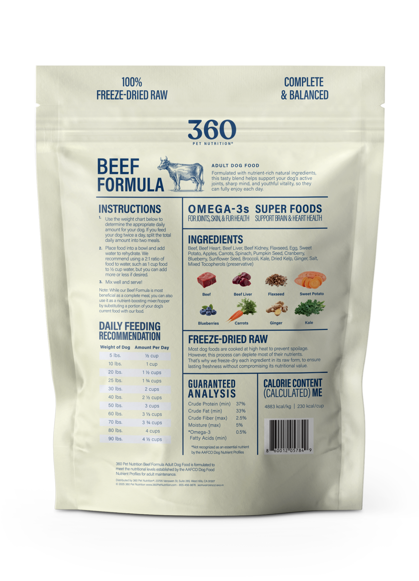 360 Pet Nutrition Beef Formula Freeze-Dried Raw Dog Food