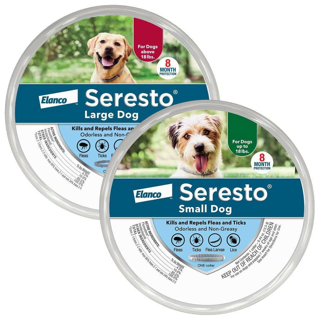 Seresto Flea & Tick Collar for Dogs, Over 18 lbs + Seresto Flea & Tick Collar for Dogs, Up to 18 lbs