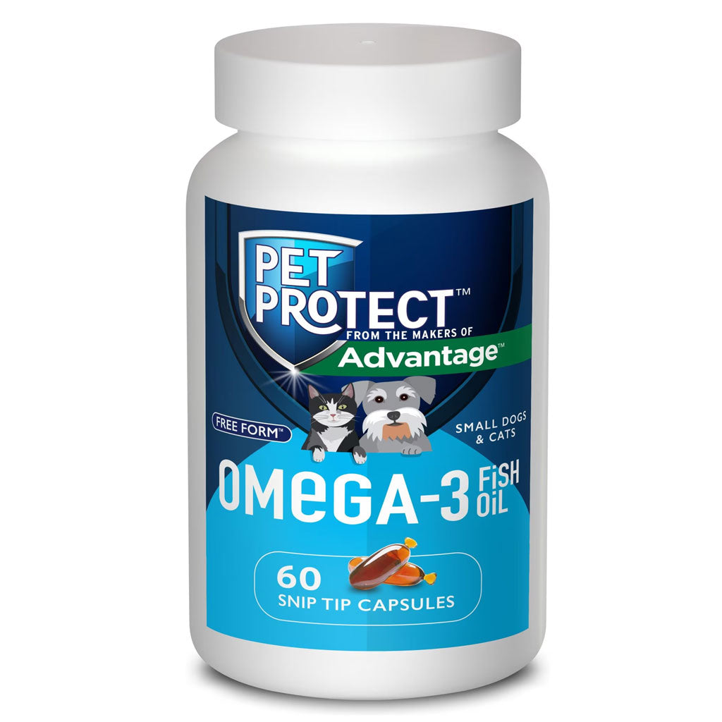 Pet Protect Free Form Omega-3 Fish Oil for Small Dogs and Cats (60 capsules)