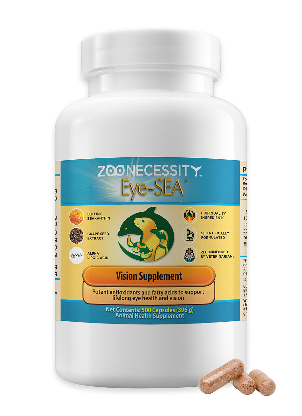 Zoo Necessity Eye-SEA Vision Supplement, 500 capsules