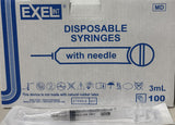 Exel Syringe - 3 cc With 22 x 1 Needle Attached - Lock Tip