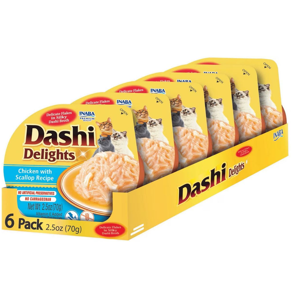 Inaba Dashi Delights Chicken with Scallop Recipe in Broth Cat Food, 2.5-oz
