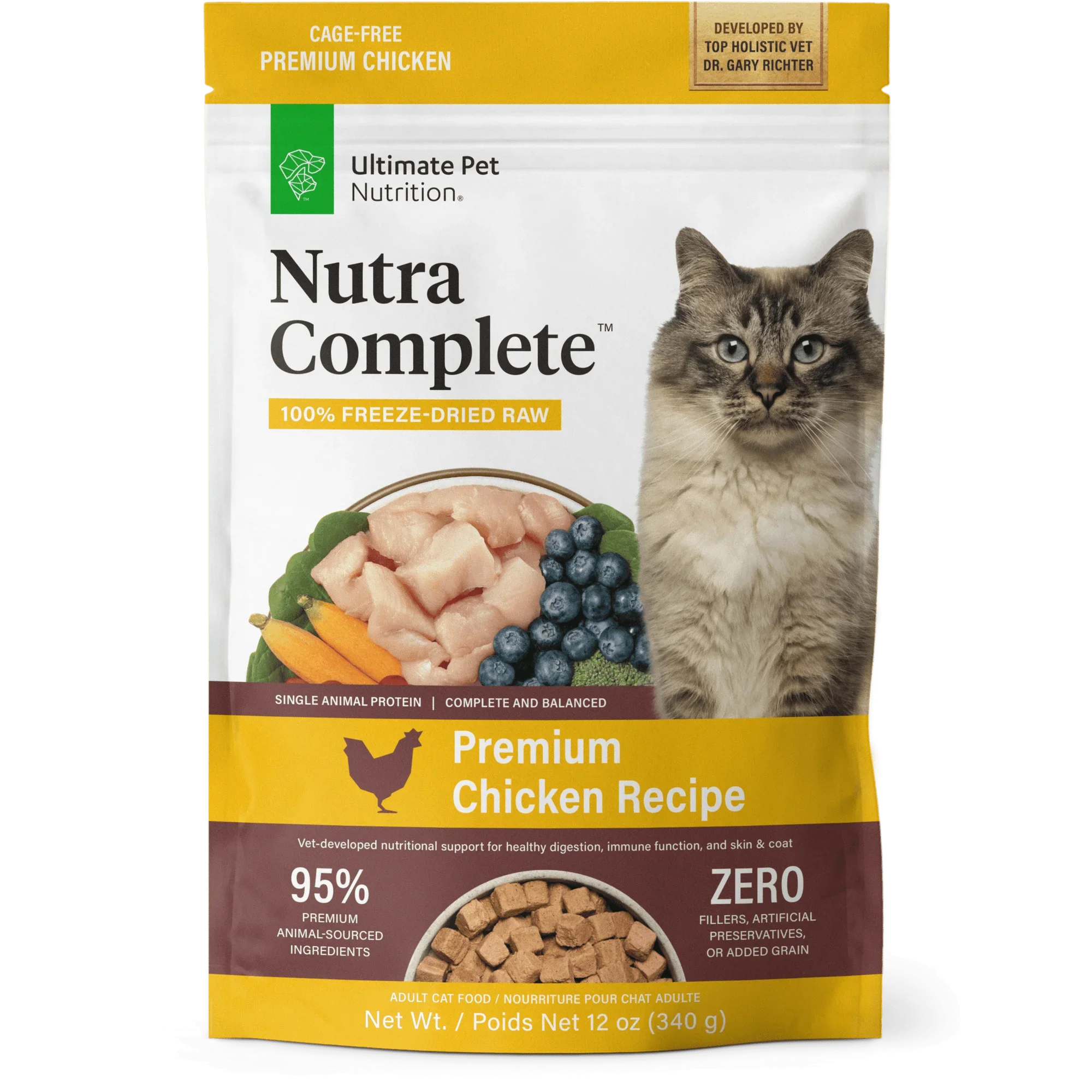 Ultimate Pet Nutrition Nutra Complete Premium Chicken Freeze-Dried Raw Cat Food, 12-oz