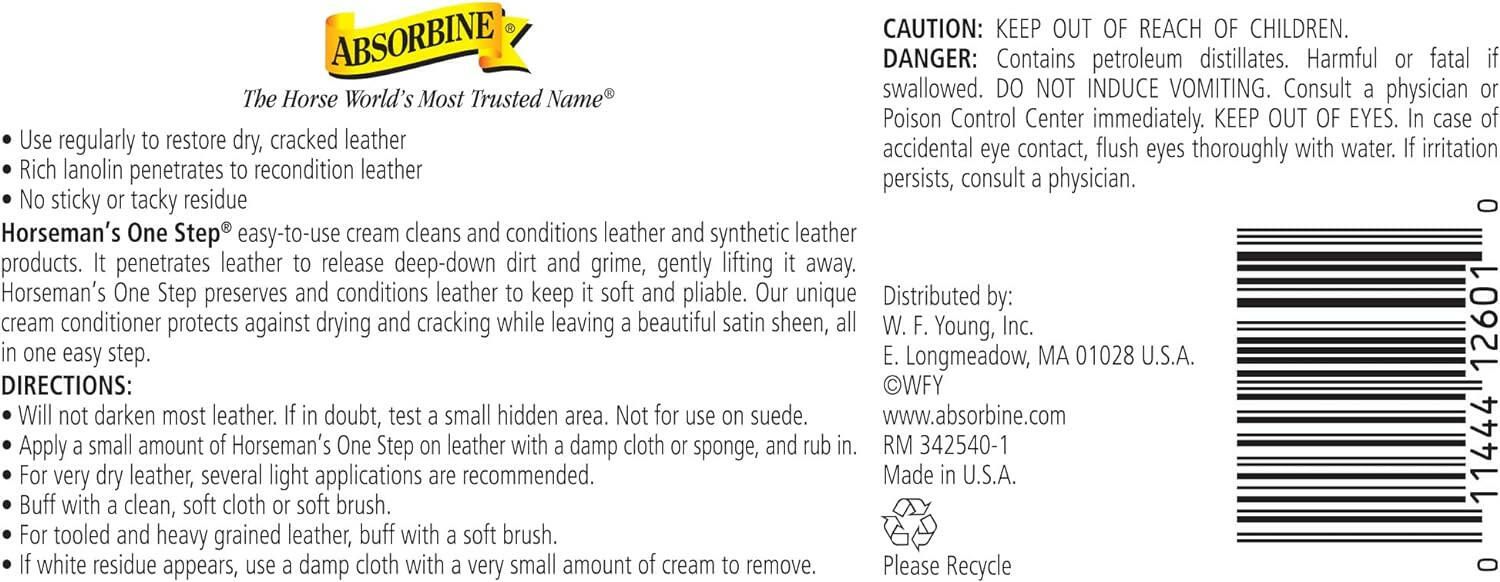 Absorbine Horseman's One Step Leather Cleaner & Conditioner Cream