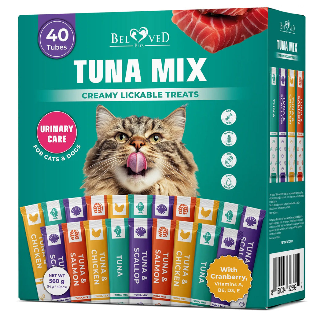 Beloved Pets Tuna Mix Creamy Lickable Treats Urinary Care for Cats & Dogs, 40-count