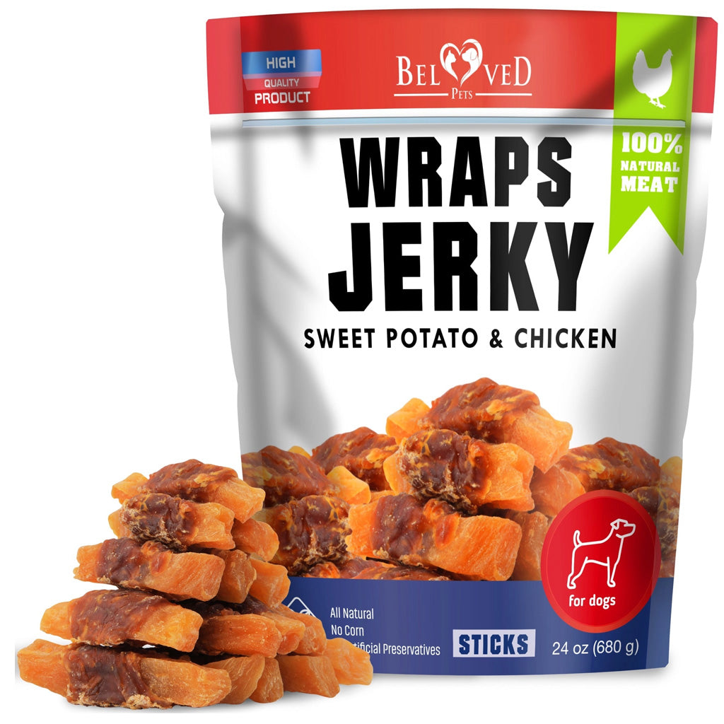Beloved Pets Wraps Jerky Sweet Potato & Chicken Sticks Dog Treats, 1.5-lb
