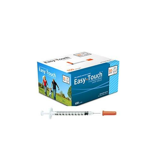 Easy Touch Insulin U100 Syringe- .3cc w/ 30 x 5 16 needle attached