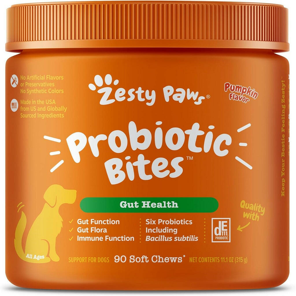 Zesty Paws Probiotic Bites Pumpkin Flavored Chews for Dogs (90 ct)